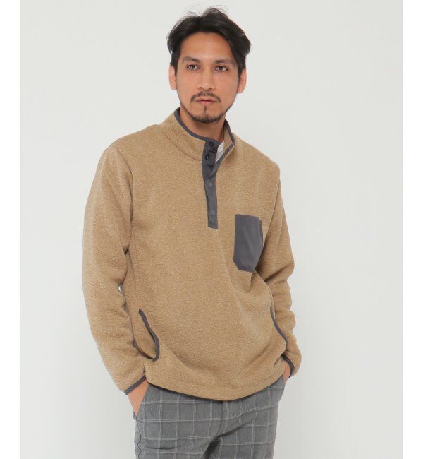 ikka「セーターフリースハーフスナッププルオーバー」|パーカー|