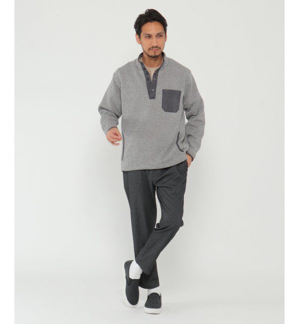 ikka「セーターフリースハーフスナッププルオーバー」|パーカー|