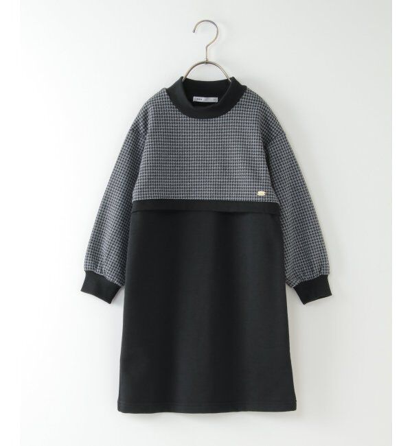 ikka kids「ジャガードフェイクレイヤードワンピース（120~160cm）」|スカート|ブラック