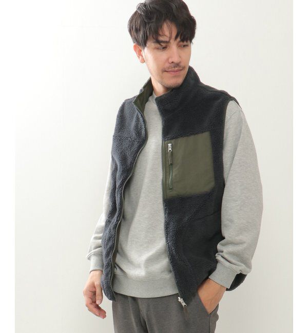 ikka「【撥水／2WAY】リバーシブルボアフリースベスト」|ダウンベスト・ベスト|チャコール