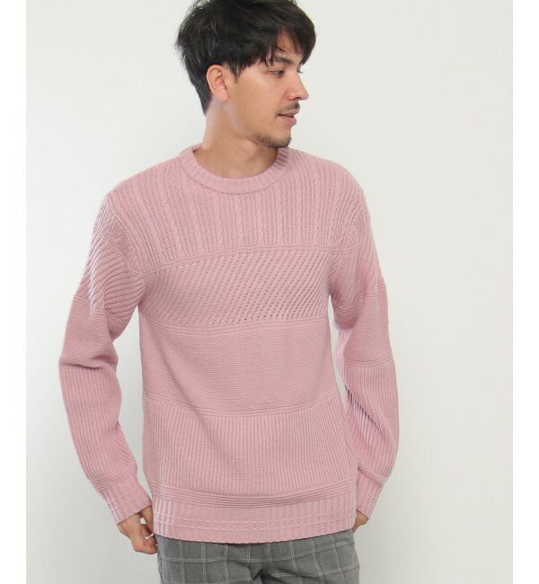 ikka「【洗濯機で洗える】ミックスジャガードニット」|プルオーバー|