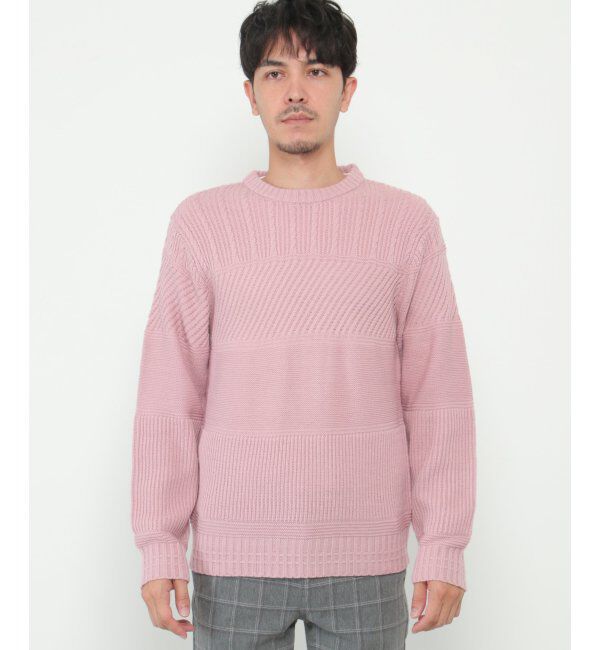 ikka「【洗濯機で洗える】ミックスジャガードニット」|プルオーバー|