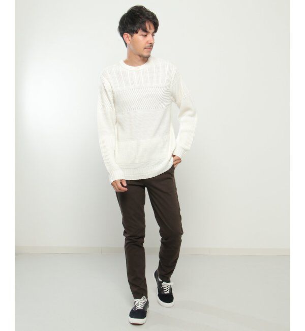 ikka「【洗濯機で洗える】ミックスジャガードニット」|プルオーバー|