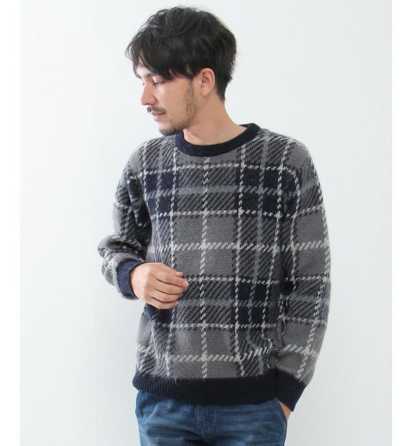 ikka「【洗える】タータンチェックニットプルオーバー」|プルオーバー|
