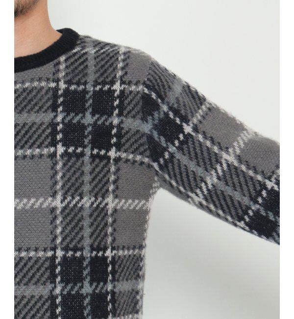 ikka「【洗える】タータンチェックニットプルオーバー」|プルオーバー|
