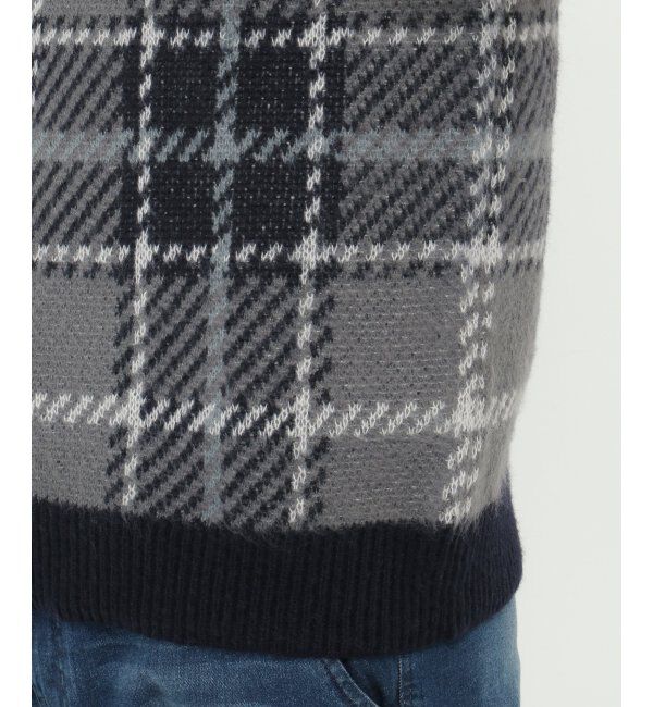 ikka「【洗える】タータンチェックニットプルオーバー」|プルオーバー|