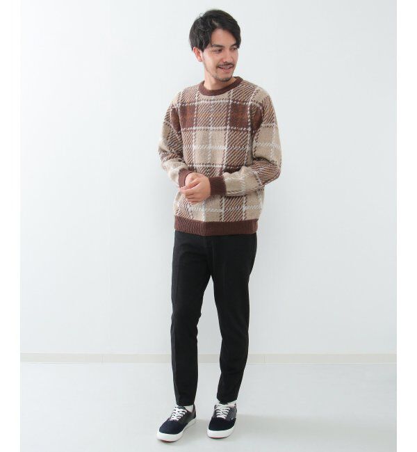 ikka「【洗える】タータンチェックニットプルオーバー」|プルオーバー|