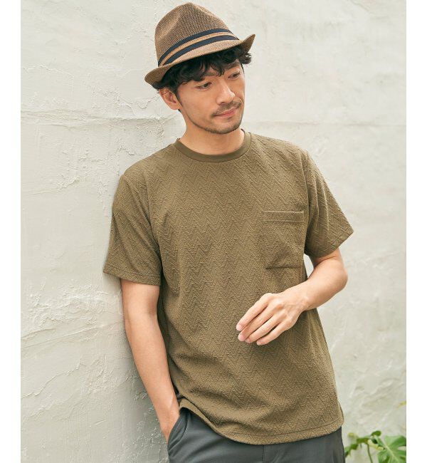 ikka「ヘリンボンフクレジャカードTシャツ」|Tシャツ・カットソー|