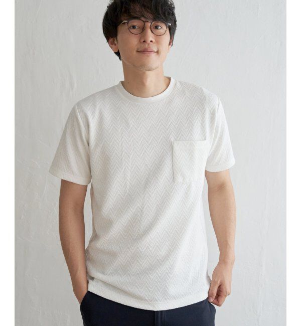 ikka「ヘリンボンフクレジャカードTシャツ」|Tシャツ・カットソー|