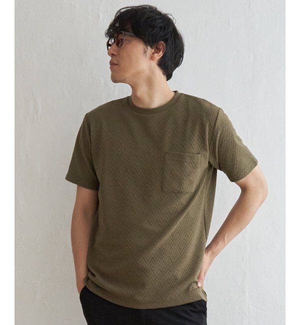 ikka「ヘリンボンフクレジャカードTシャツ」|Tシャツ・カットソー|