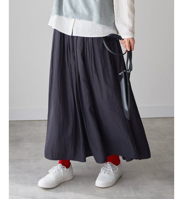 Lbc with Life「サテンギャザースカート」|スカート|チャコール