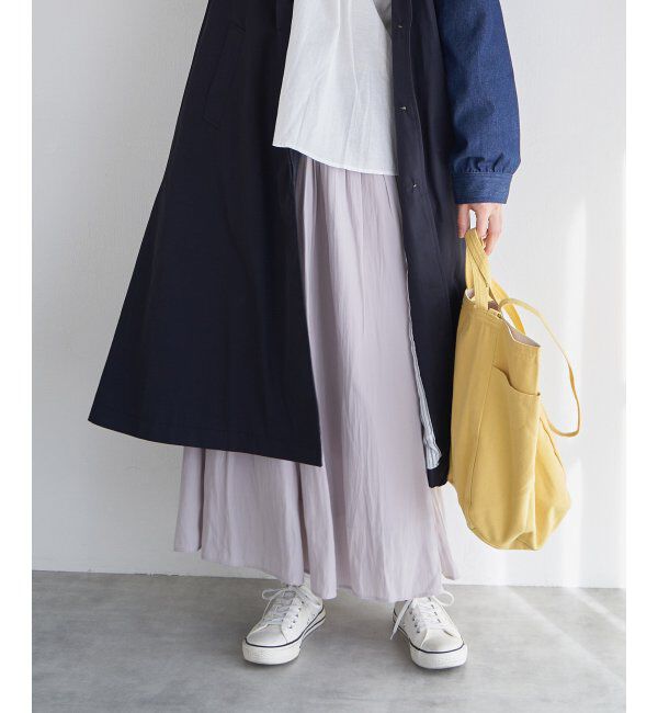 Lbc with Life「サテンギャザースカート」|スカート|ベージュ