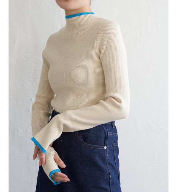 VENCE share style「ハイゲージリブ配色プルオーバー」|ニット・セーター|オフホワイト