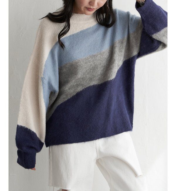 VENCE share style「ウール混モヘアタッチプルオーバー」|ニット・セーター|