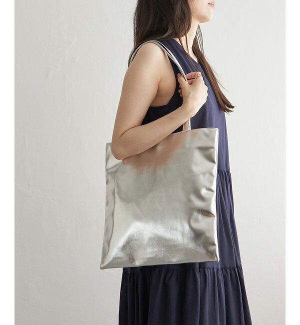 VENCE share style「メタリックA4フラットトートバッグ」|その他|シルバー