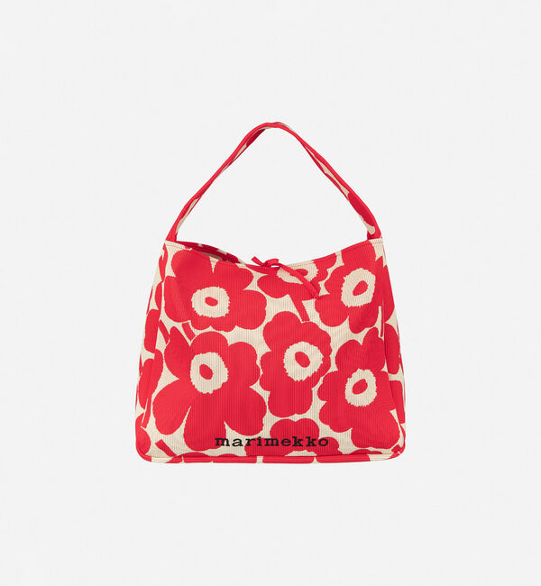 Marimekko「Knitted Bag Large Unikko ショルダーバッグ」|ショルダー・メッセンジャー|ピンク&times;ベージュ