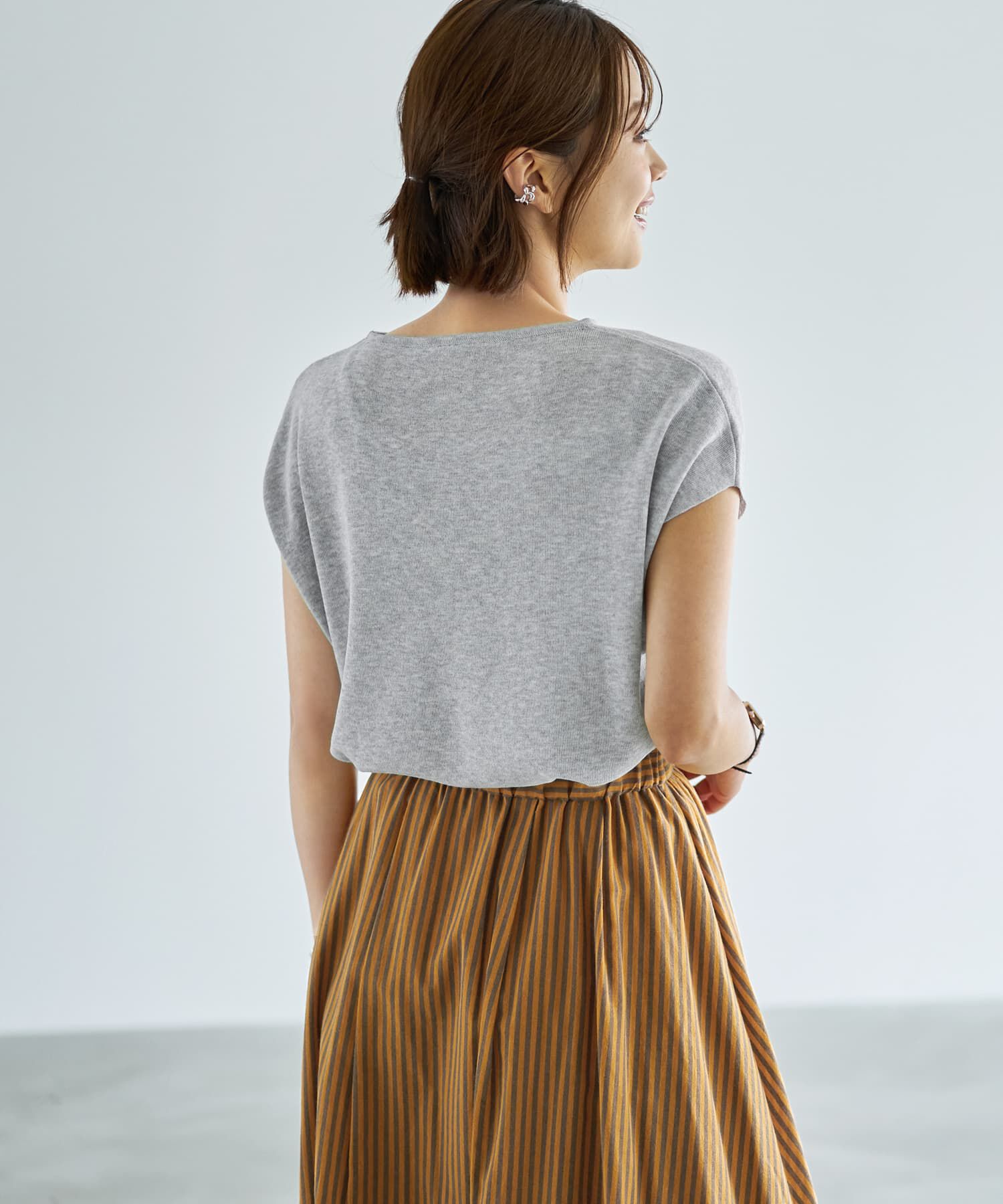 STYLE DELI「Tシャツみたいな微シアー麻調ニットトップス」|ニット・セーター|