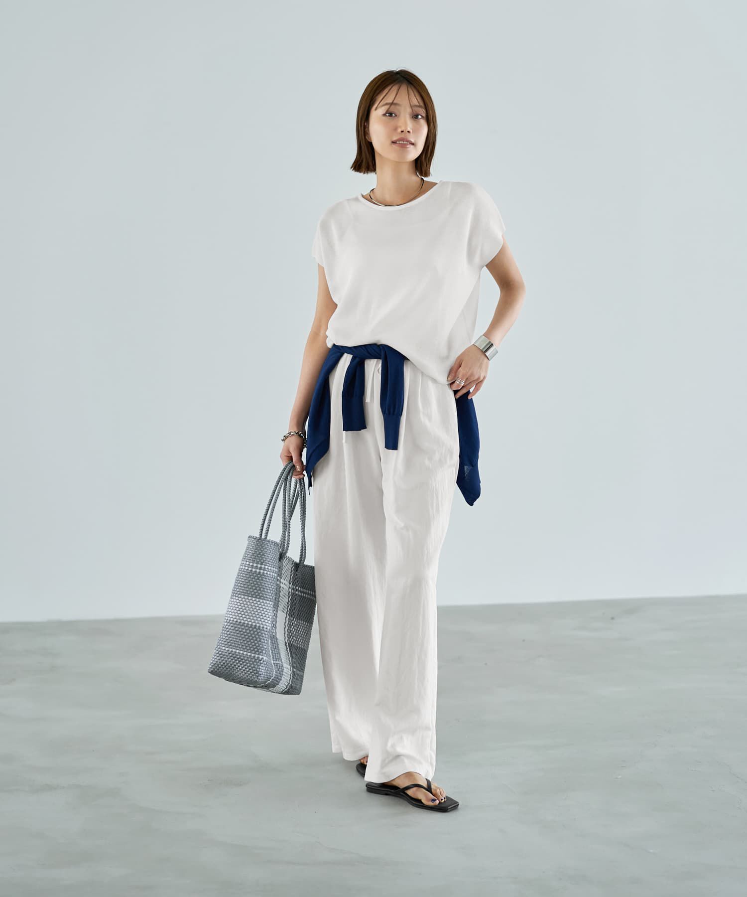 STYLE DELI「Tシャツみたいな微シアー麻調ニットトップス」|ニット・セーター|