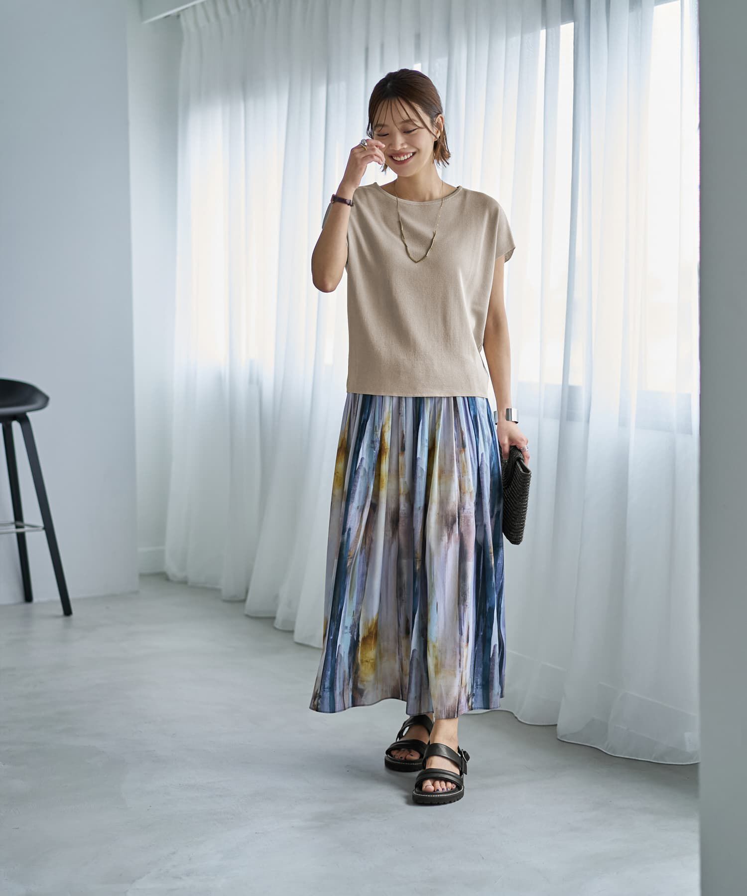 STYLE DELI「Tシャツみたいな微シアー麻調ニットトップス」|ニット・セーター|