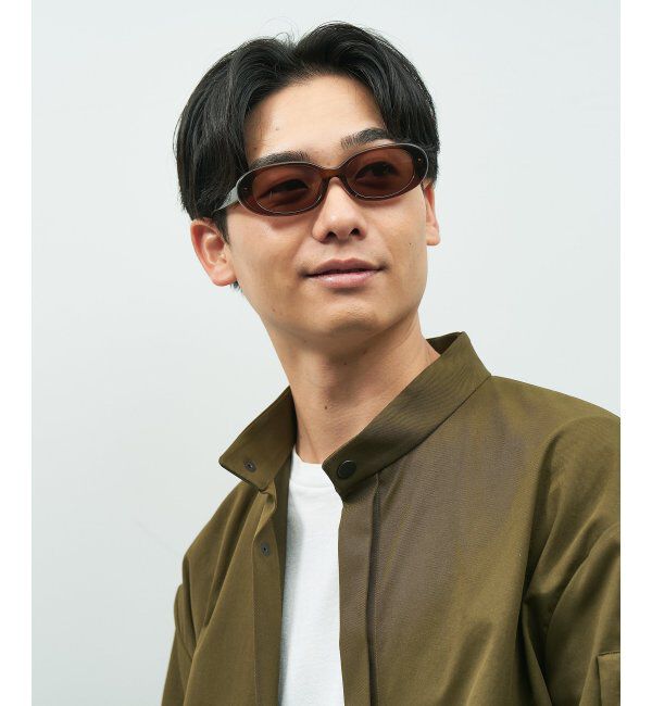  「【WEB限定】オーバル型 サングラス｜Y2K│紫外線対策│Zoff 横長 スクエア 韓国ファッション」|サングラス|薄ブラウン1