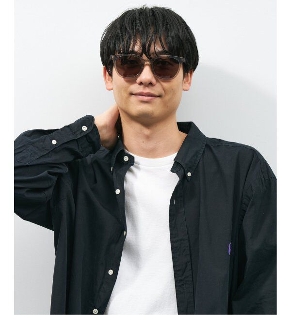  「【WEB限定】ウェリントン型 サングラス | 軽量 カラーレンズ トレンド 紫外線対策 UVカット 大きめサイズ」|サングラス|薄グレー