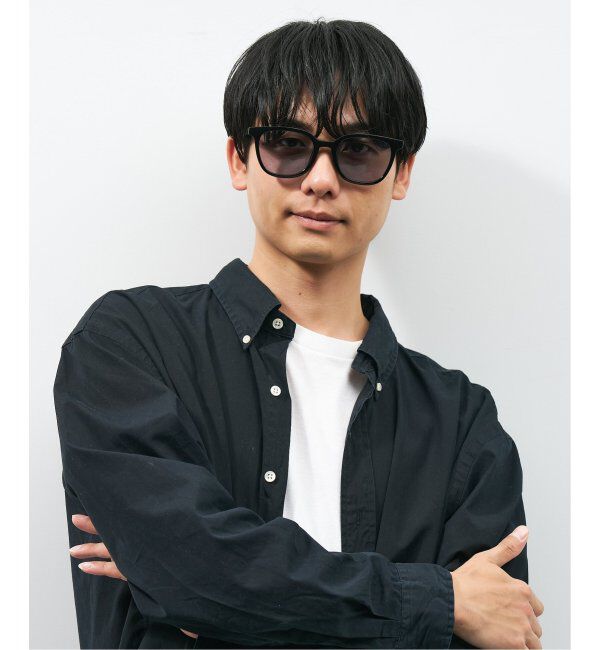  「【WEB限定】ウェリントン型 サングラス | 軽量 カラーレンズ トレンド 紫外線対策 UVカット 大きめサイズ」|サングラス|黒