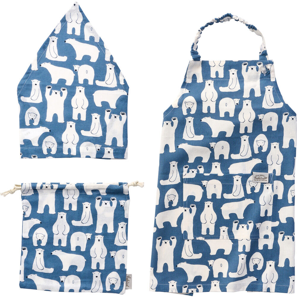 BACKYARD FAMILY「キッズ エプロン 三角巾 セット 通販 バンダナ 巾着付き 子供エプロン 三角巾セット」|その他|ブルー4