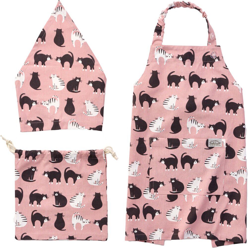 BACKYARD FAMILY「キッズ エプロン 三角巾 セット 通販 バンダナ 巾着付き 子供エプロン 三角巾セット」|その他|ピンク3