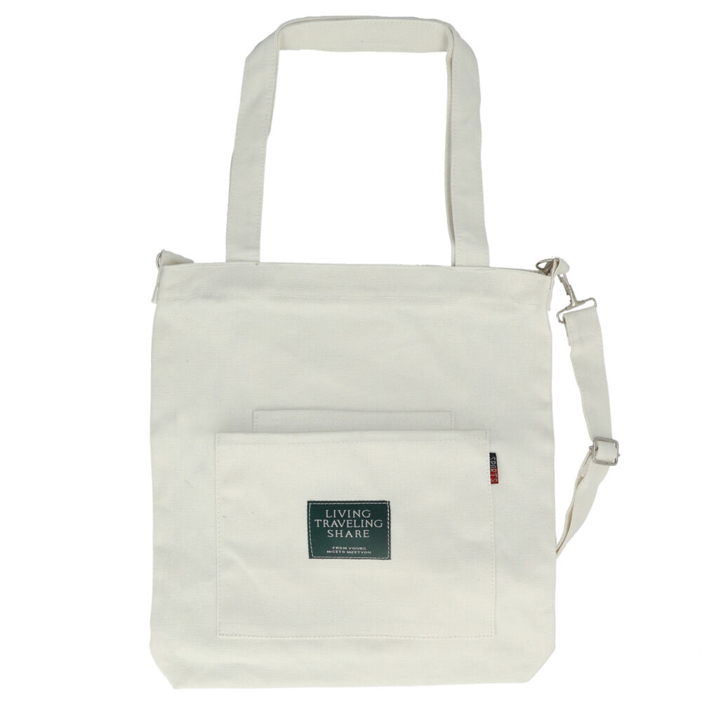 BACKYARD FAMILY「キャンバス 2way トートバッグ ファスナー付き レディース 通販 ショルダーバッグ 布」|トートバッグ|ホワイト1