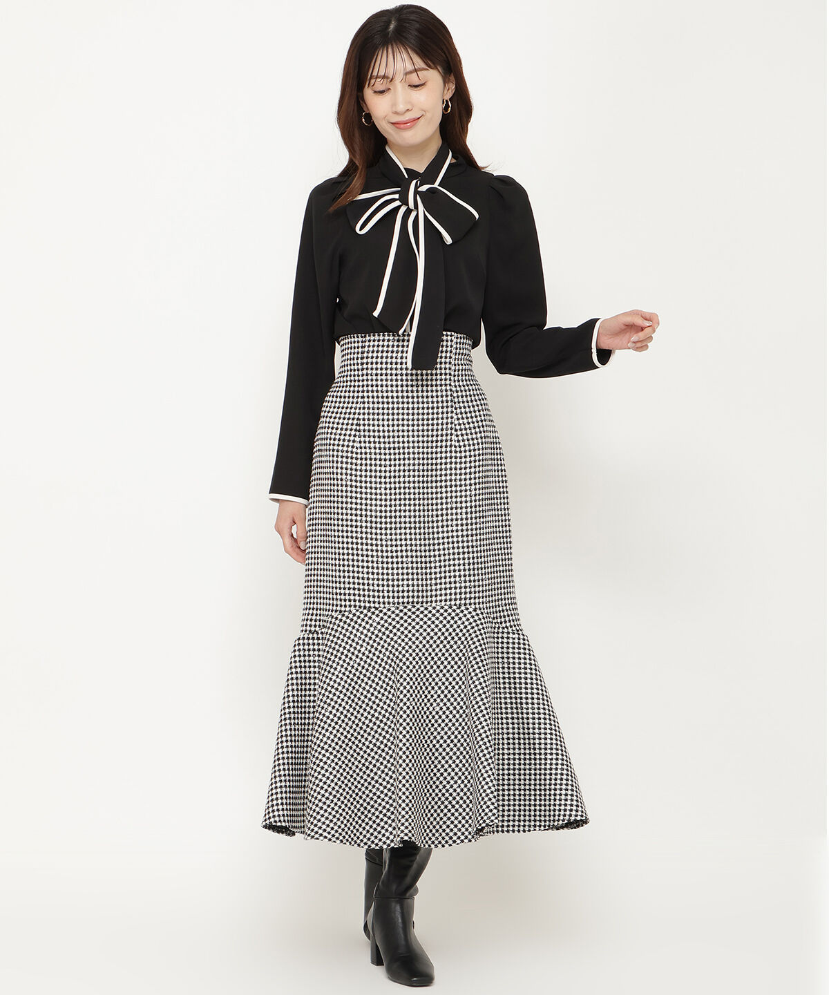 アンドクチュール「ファンシー千鳥切替スカート」|フレア|