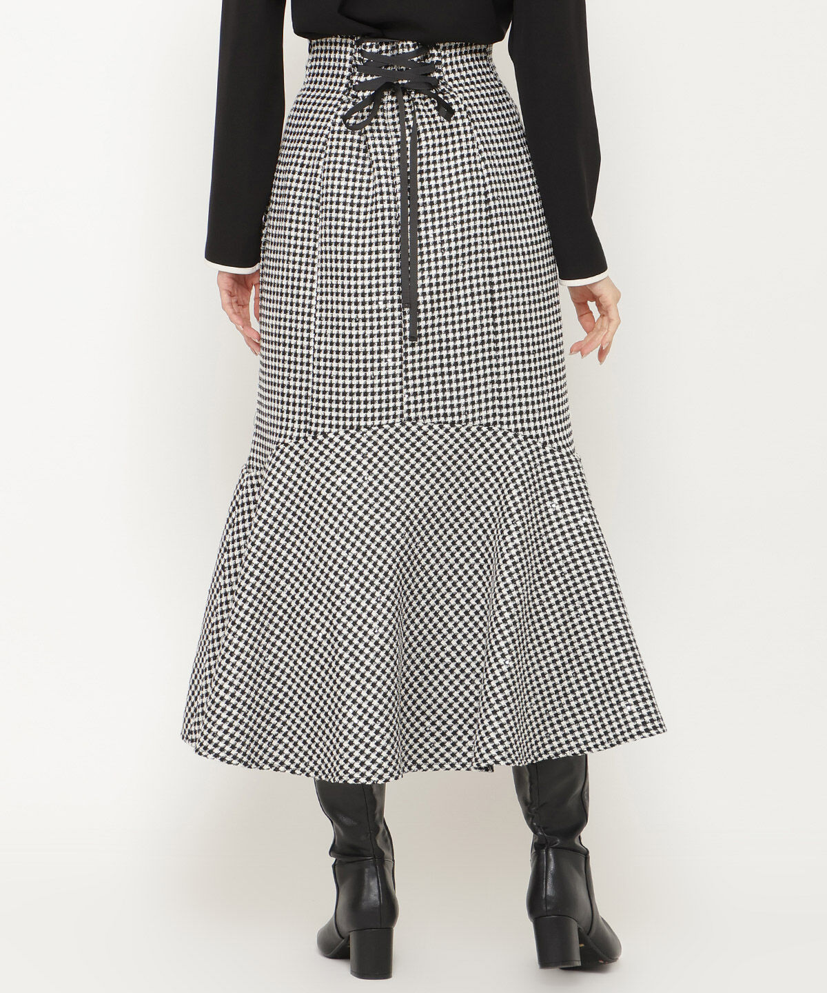 アンドクチュール「ファンシー千鳥切替スカート」|フレア|