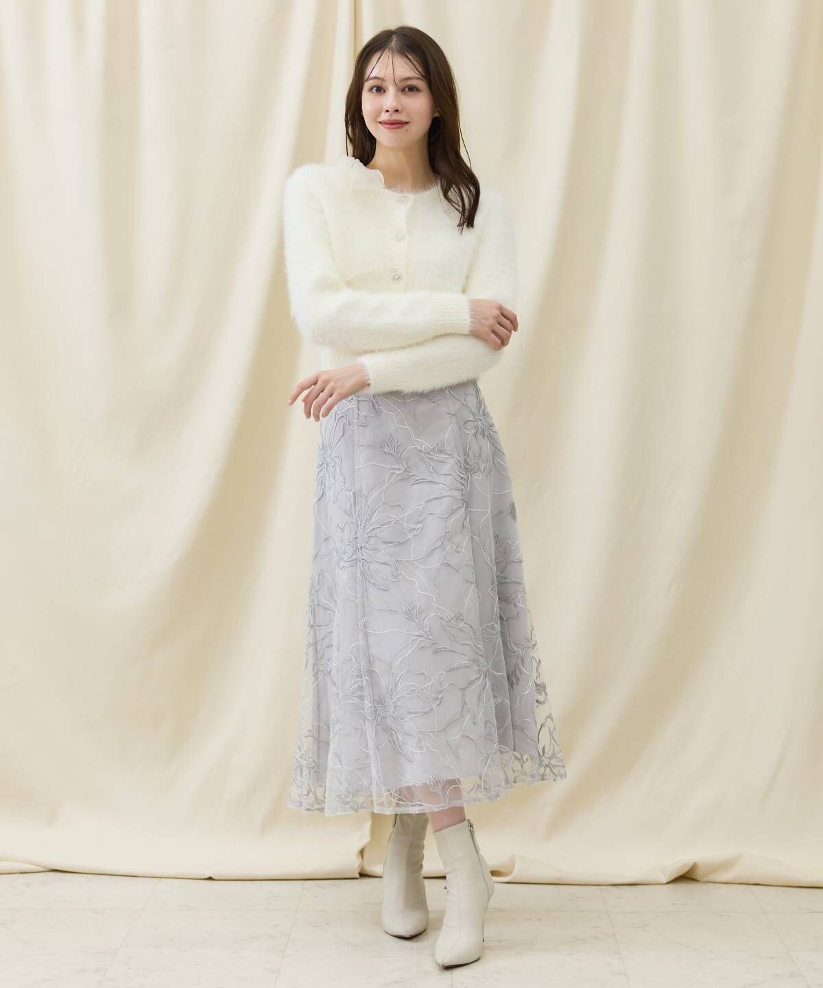 アンドクチュール「エンブロイダリーチュールスカート」|フレア|