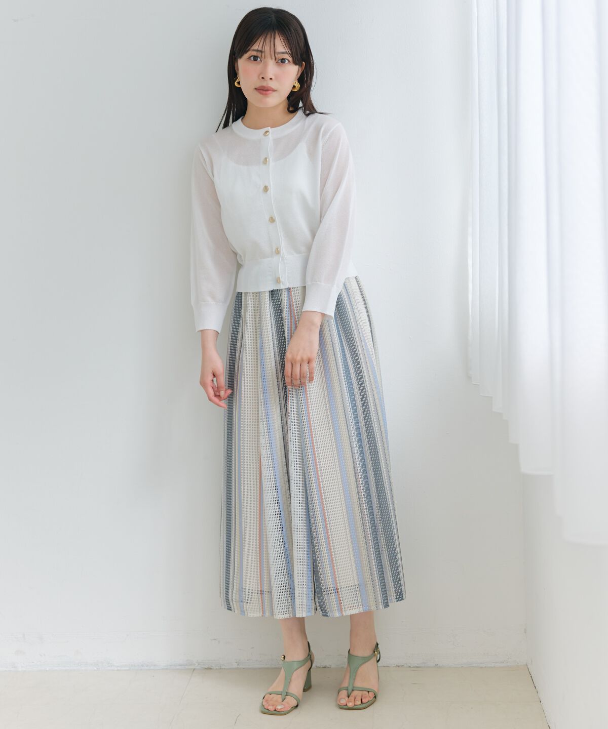 アンドクチュール「クルーネックシアーカーディガン」|カーディガン|