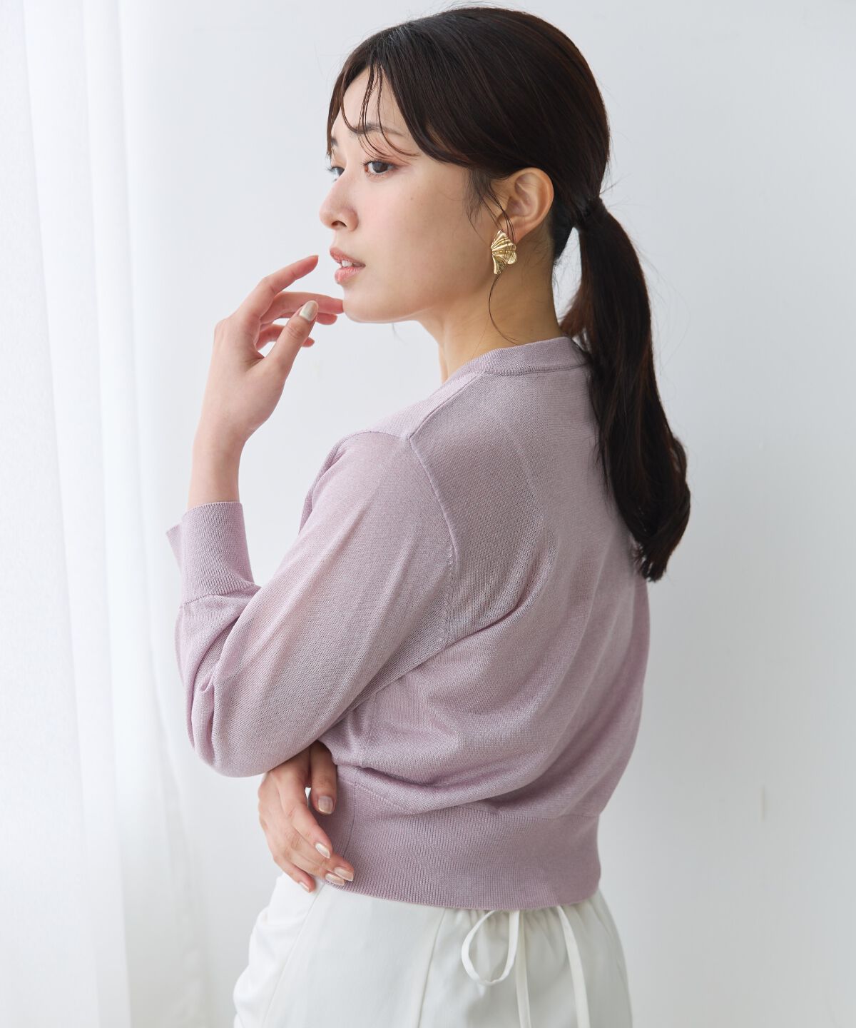 アンドクチュール「クルーネックシアーカーディガン」|カーディガン|