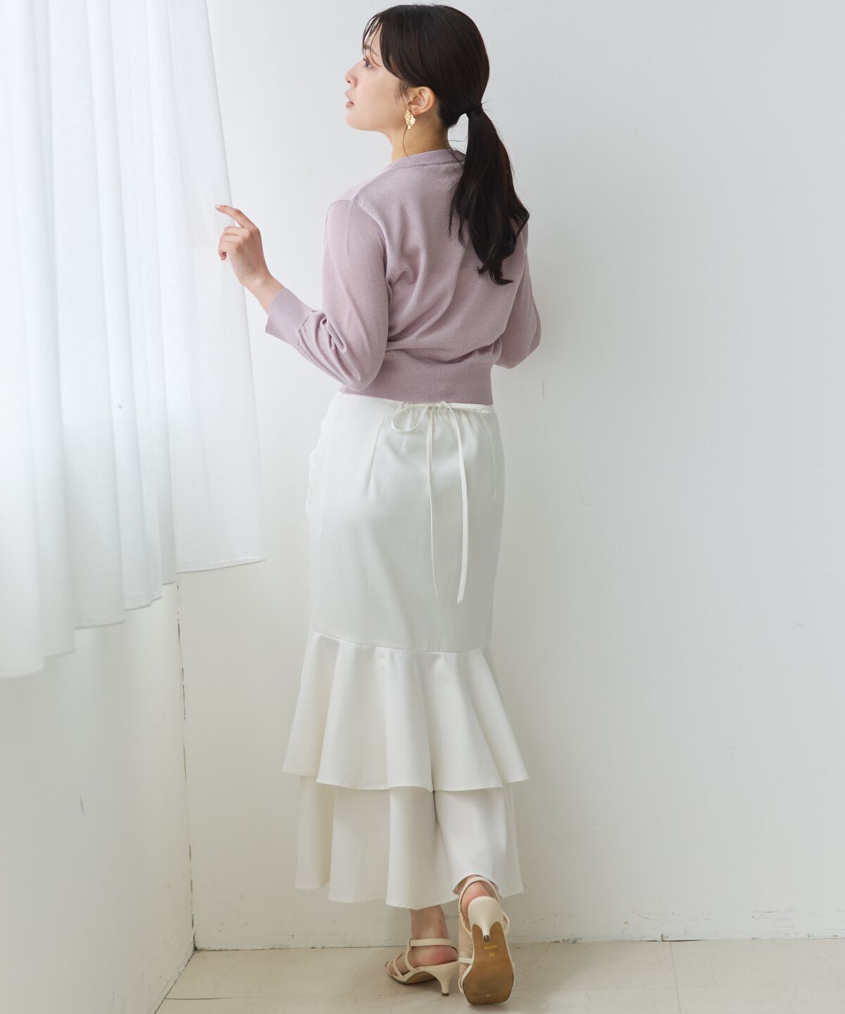 アンドクチュール「クルーネックシアーカーディガン」|カーディガン|