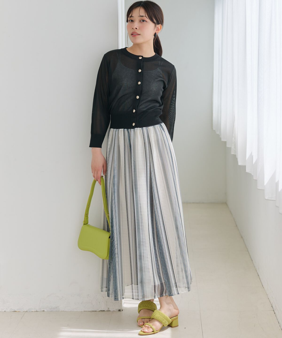 アンドクチュール「クルーネックシアーカーディガン」|カーディガン|