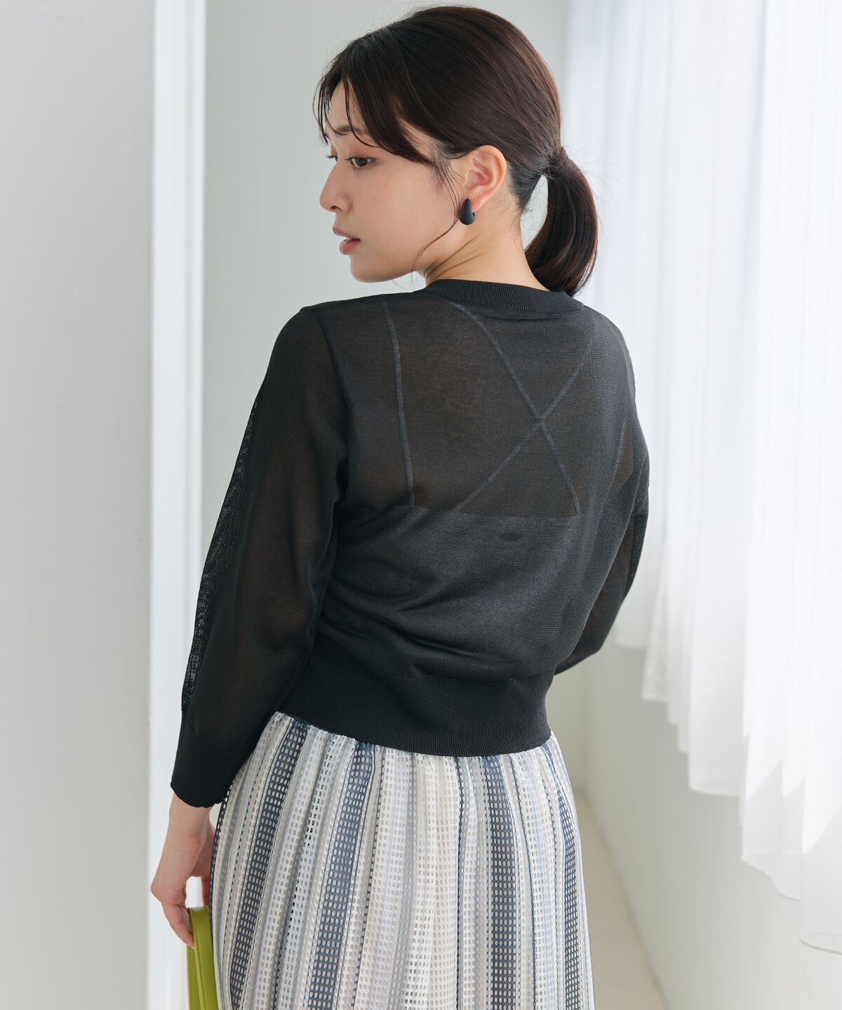 アンドクチュール「クルーネックシアーカーディガン」|カーディガン|