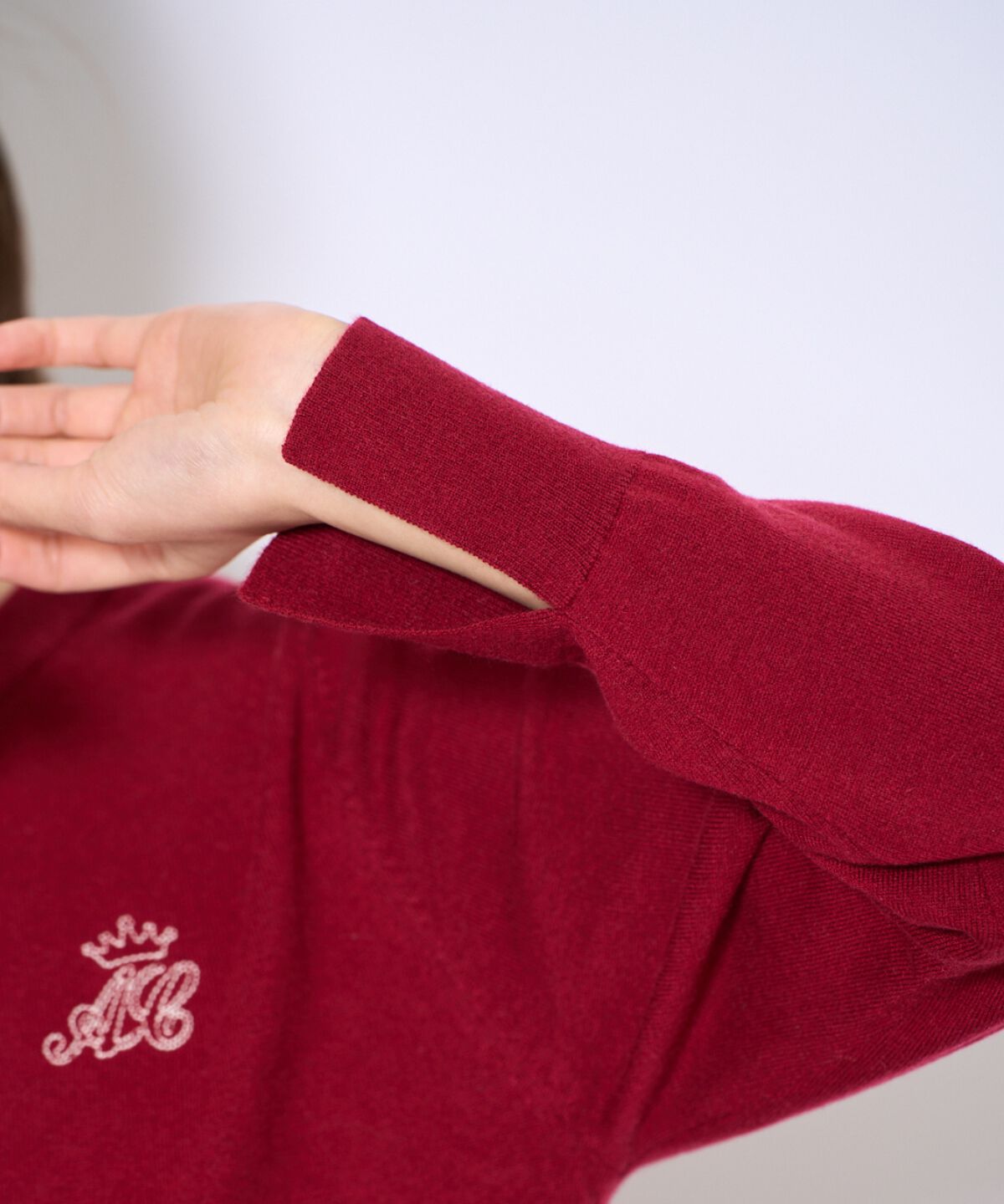 アンドクチュール「刺繍クルーネック長袖カーディガン」|カーディガン|