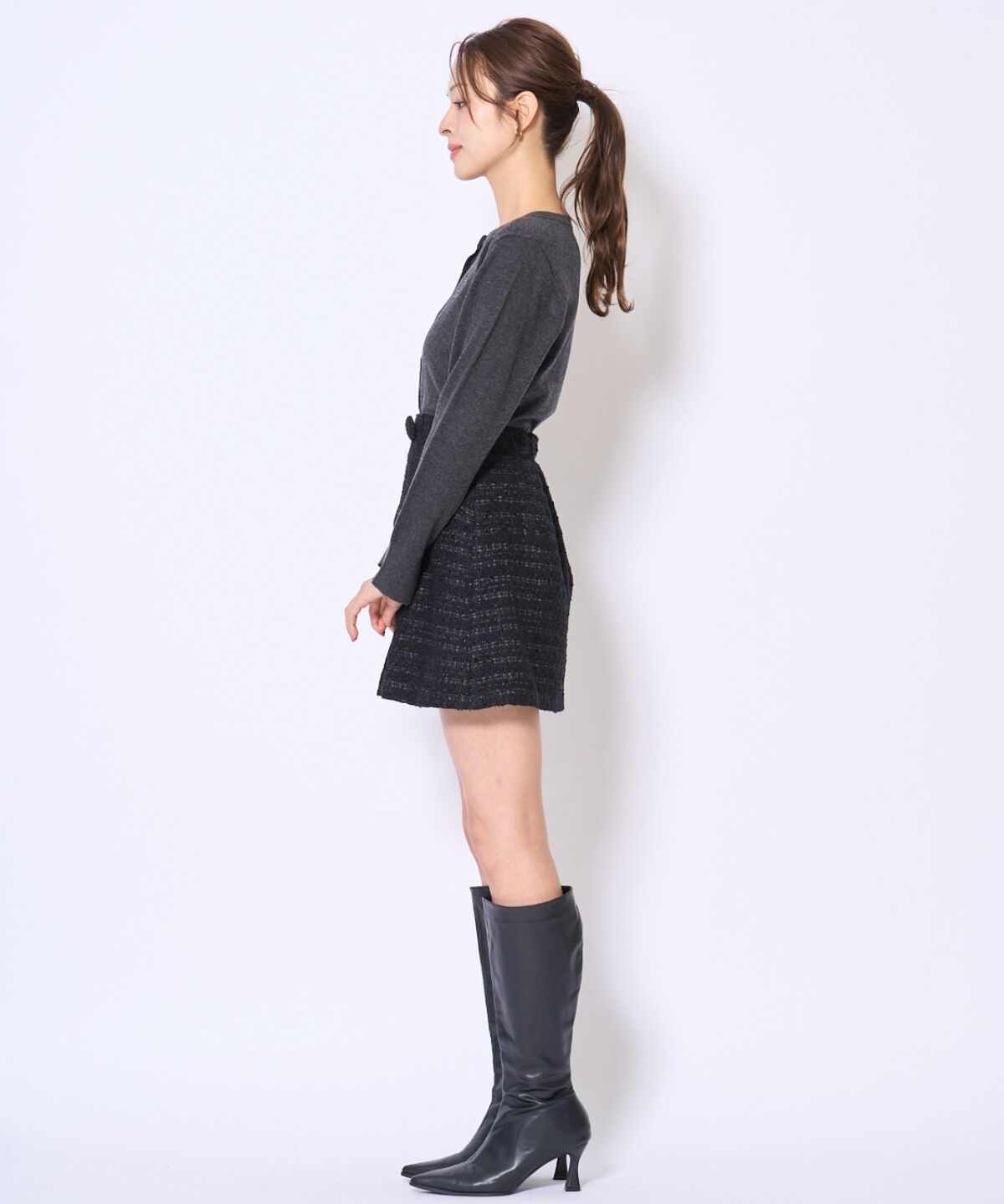 アンドクチュール「刺繍クルーネック長袖カーディガン」|カーディガン|