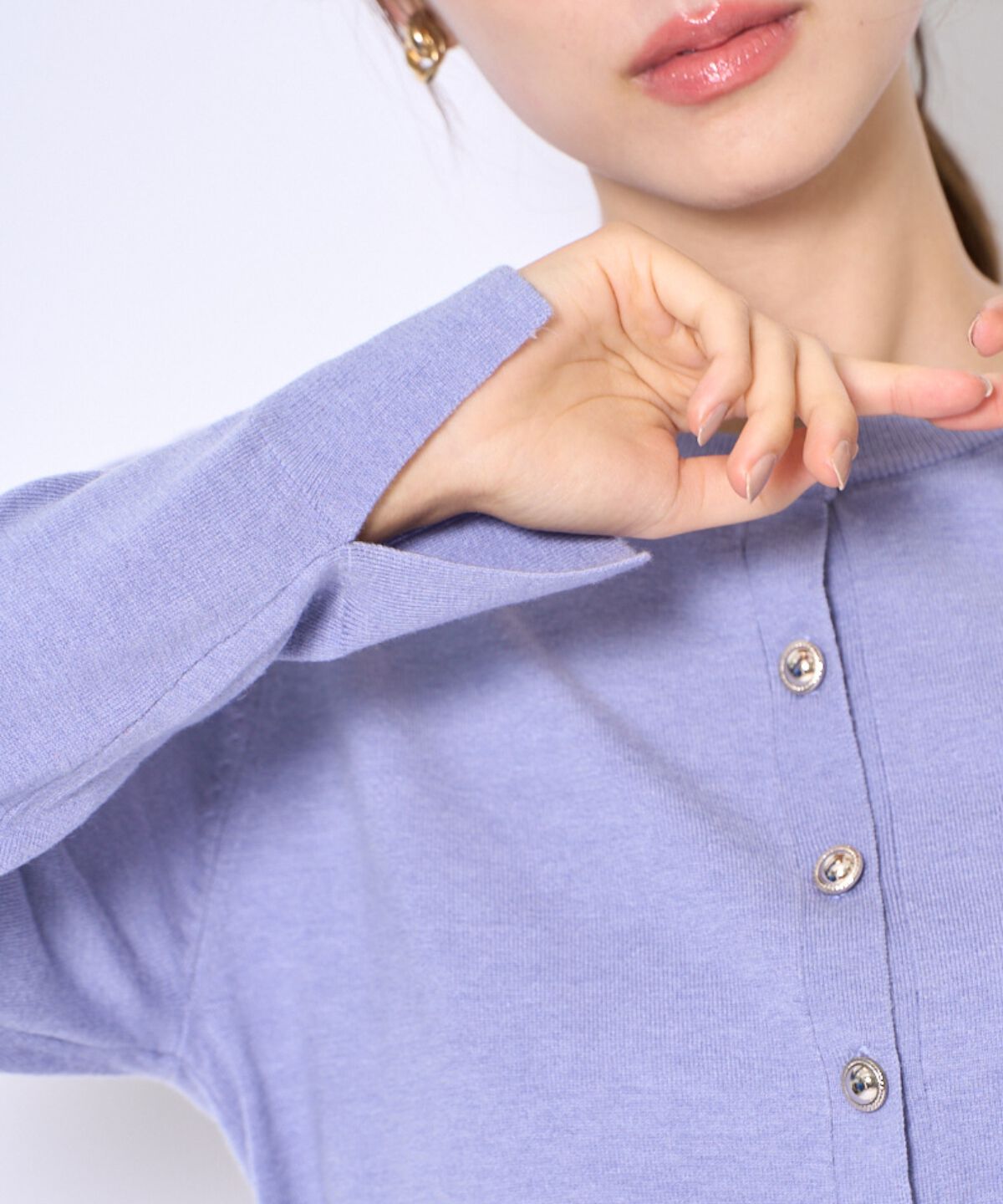 アンドクチュール「刺繍クルーネック長袖カーディガン」|カーディガン|