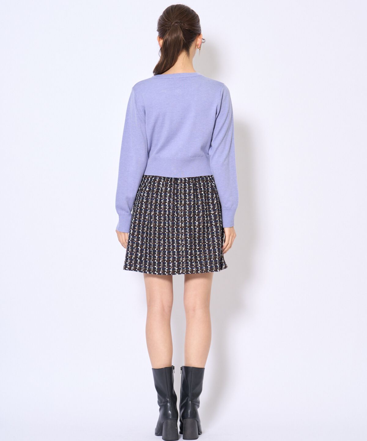 アンドクチュール「刺繍クルーネック長袖カーディガン」|カーディガン|