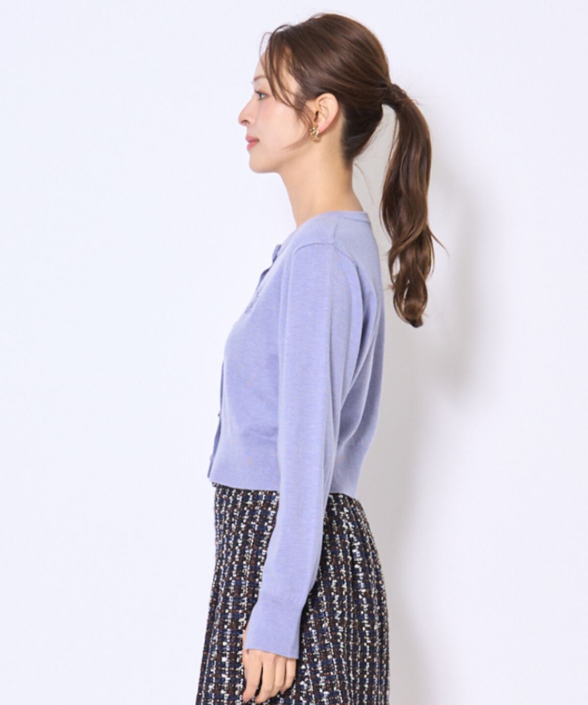 アンドクチュール「刺繍クルーネック長袖カーディガン」|カーディガン|