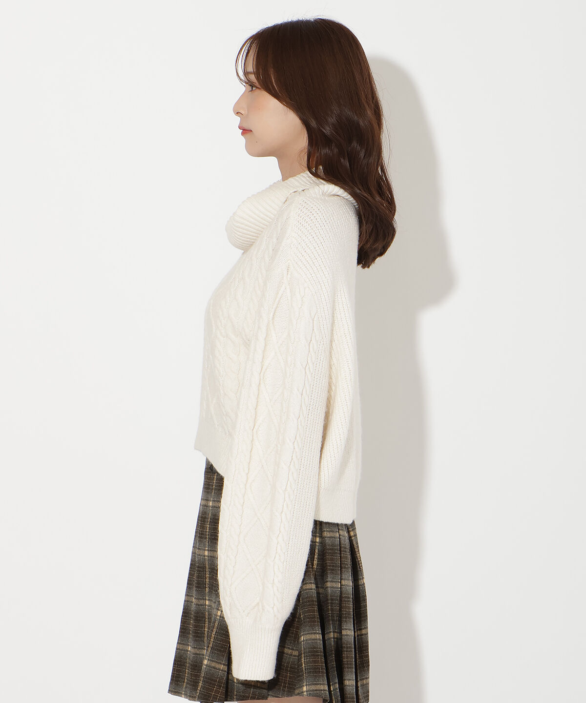 アンドクチュール「ラメケーブルタートルニットプルオーバー」|ニット・セーター|