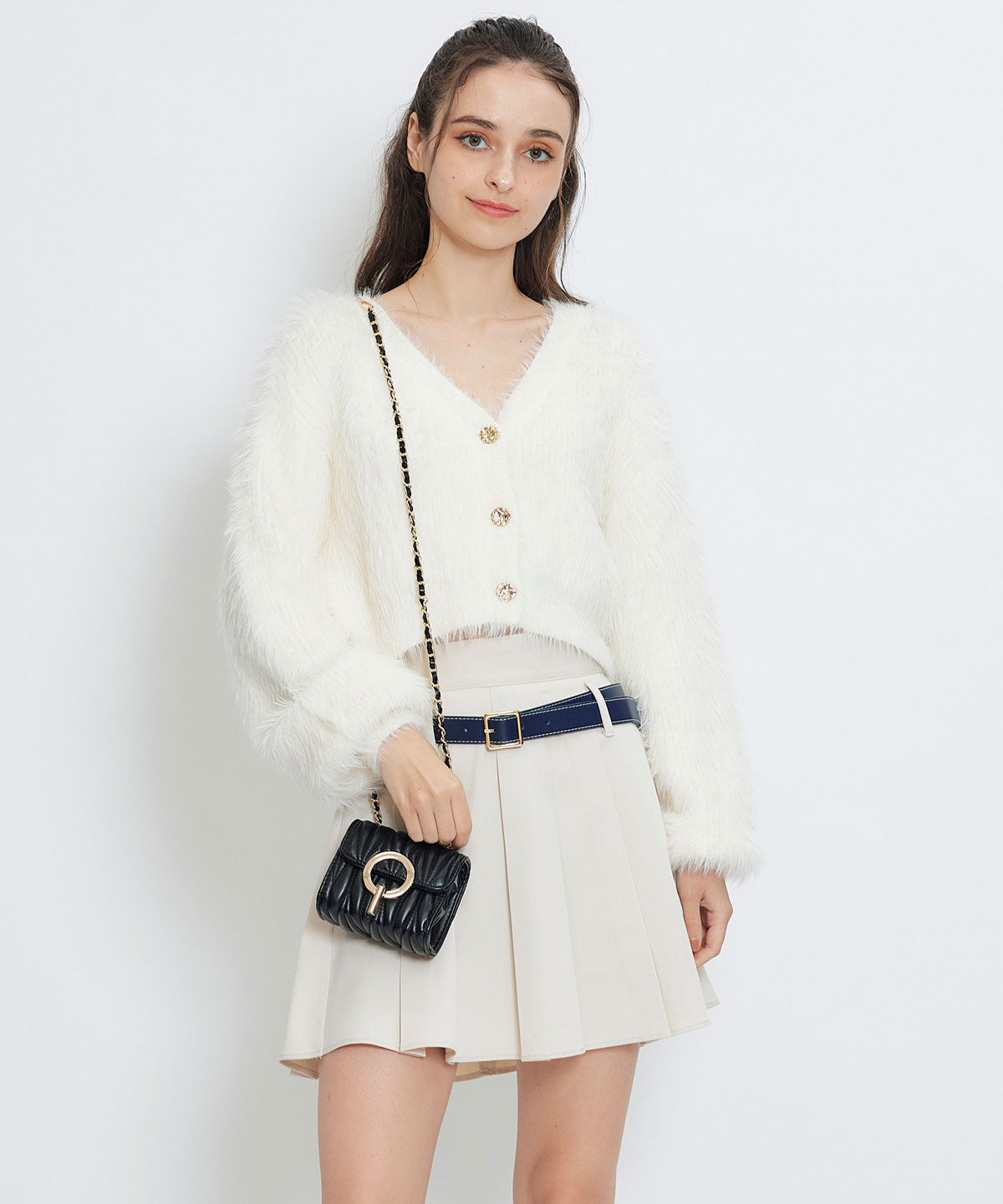 REDYAZEL「コンパクトシャギーニットカーディガン」|カーディガン|