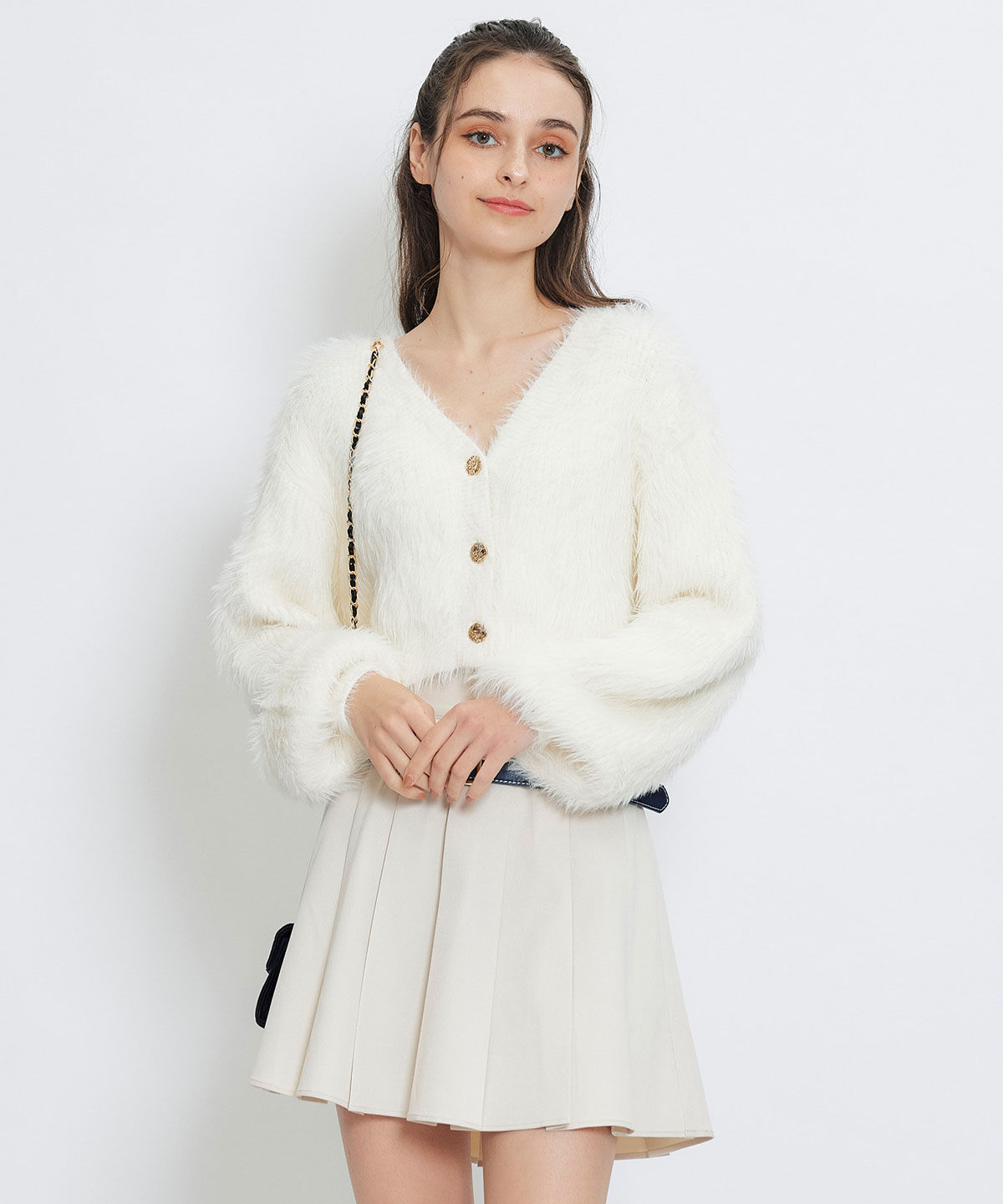 REDYAZEL「コンパクトシャギーニットカーディガン」|カーディガン|