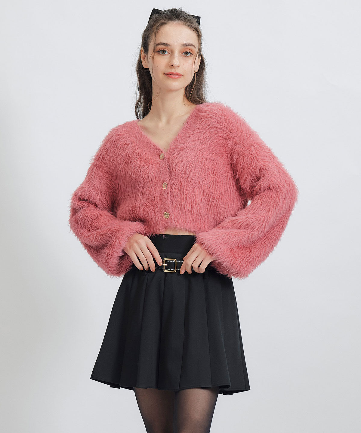 REDYAZEL「コンパクトシャギーニットカーディガン」|カーディガン|