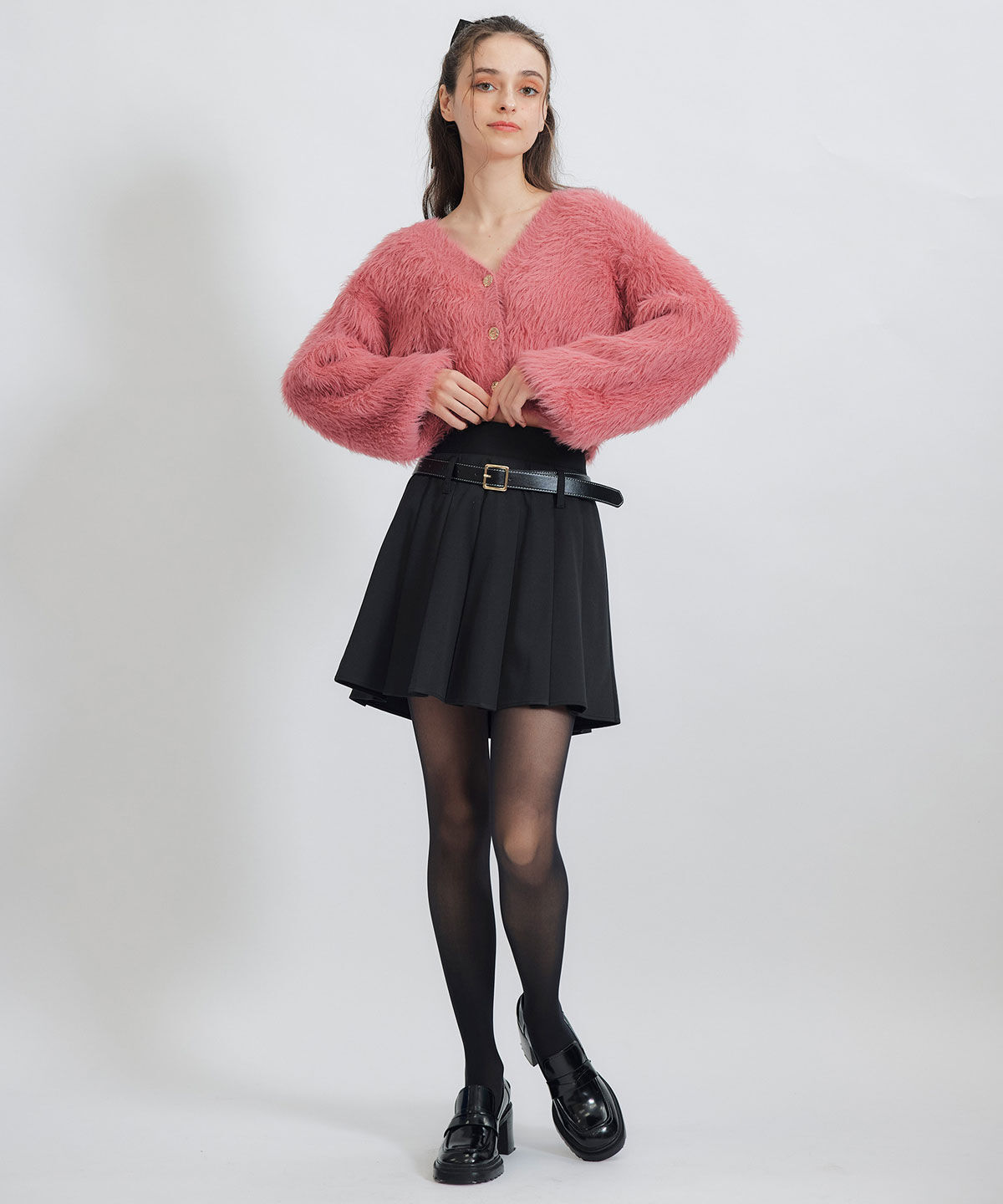 REDYAZEL「コンパクトシャギーニットカーディガン」|カーディガン|