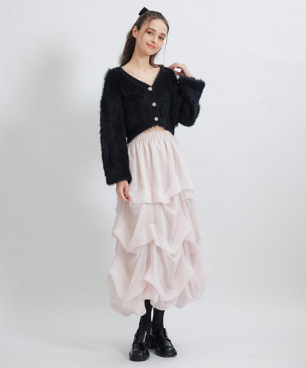 REDYAZEL「コンパクトシャギーニットカーディガン」|カーディガン|