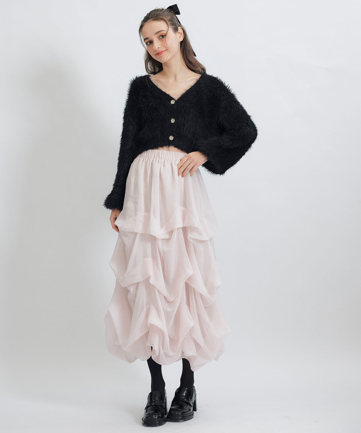 REDYAZEL「コンパクトシャギーニットカーディガン」|カーディガン|