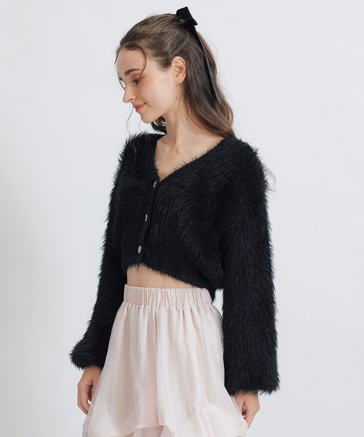 REDYAZEL「コンパクトシャギーニットカーディガン」|カーディガン|